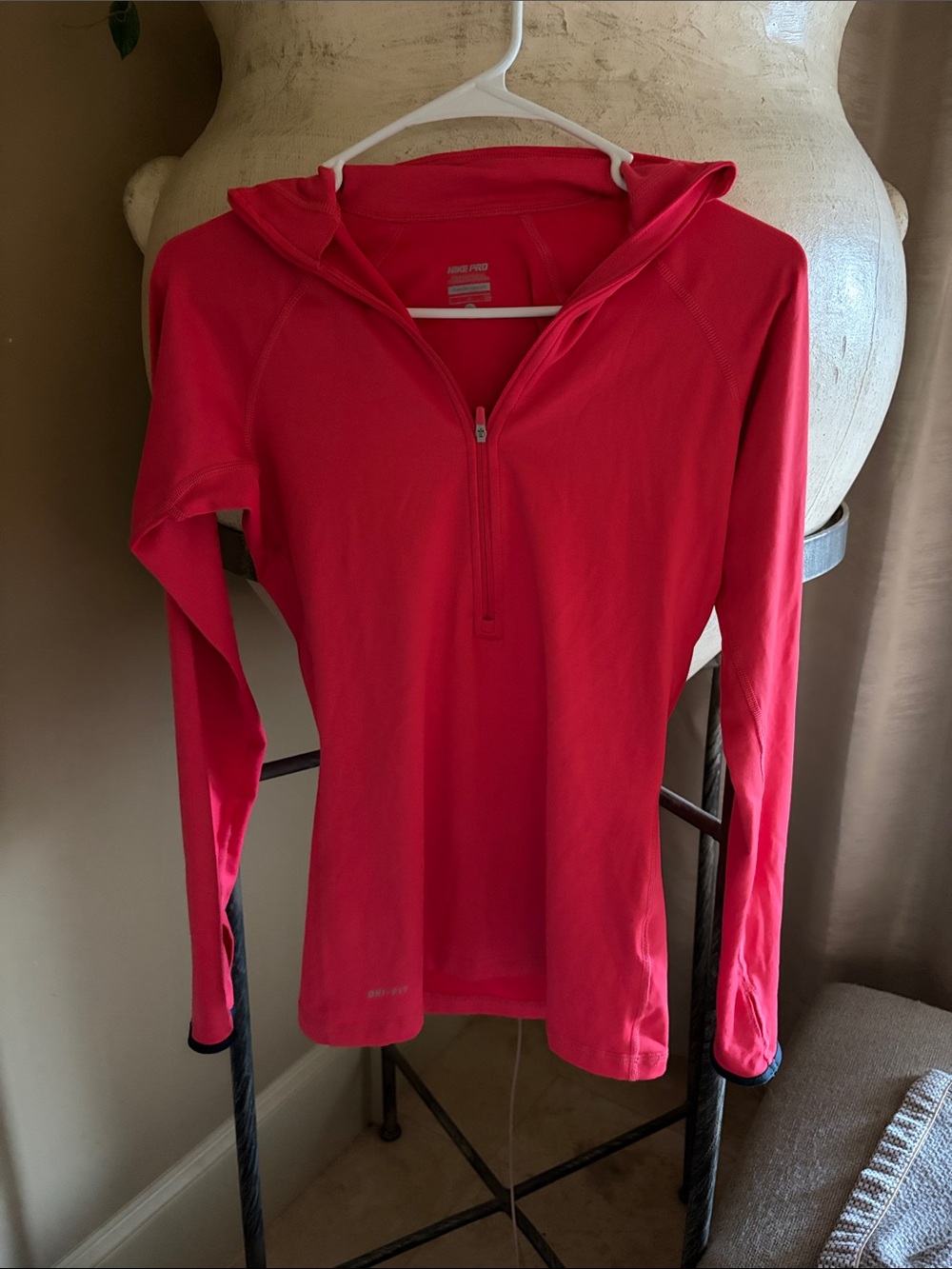Nike Women's Pink Half-Zip Hooded Performance Top